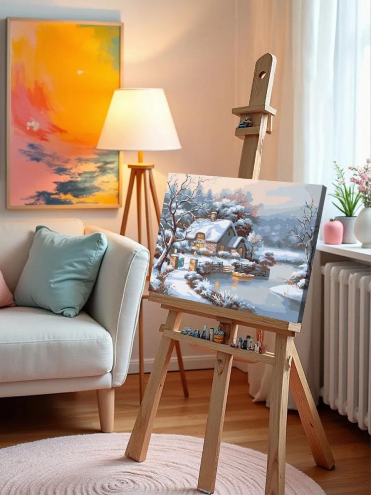 Картина по номерам «Домик в зимнем лесу» — картинка 9