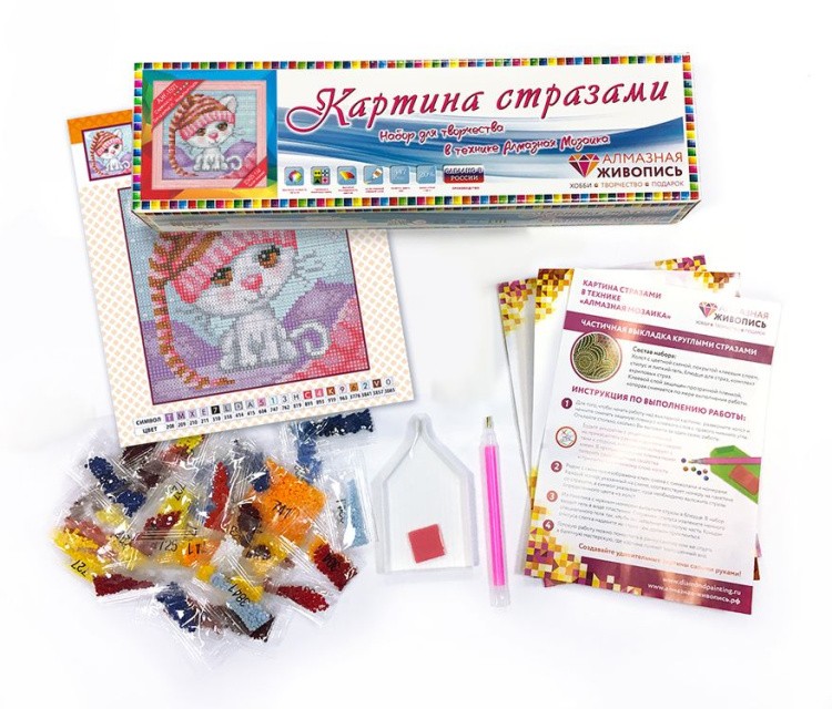 Алмазная вышивка «Сонный котенок» — картинка 2