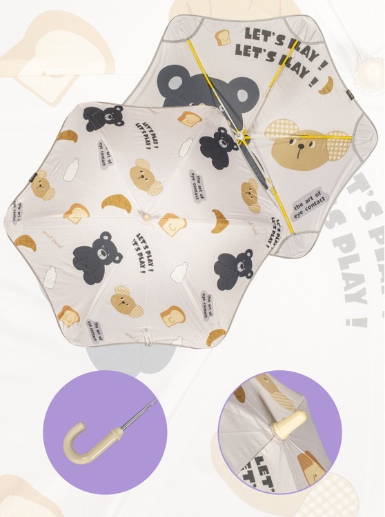 Зонт детский двусторонний Мишки, трость, 6 спиц, механический, антишторм — картинка 3