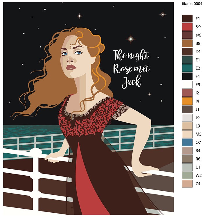 Картина по номерам «Титаник: Роза Кейт Уинслет арт» — картинка 2