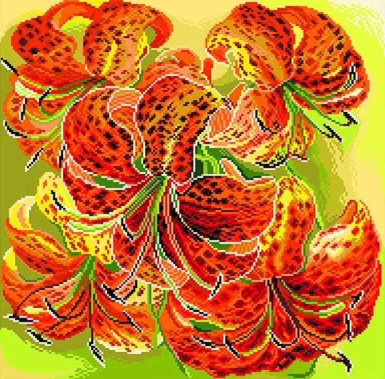 Рисунок на ткани «Тигровые лилии»
