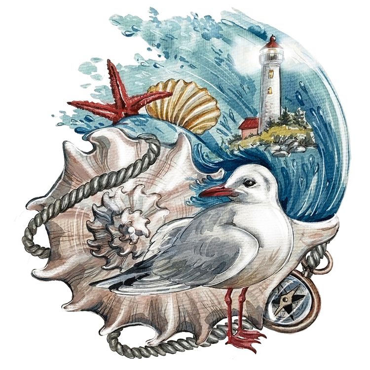 Алмазная вышивка «Морской коллаж» — картинка 2