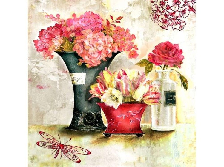 Алмазная картина-раскраска «Розовый аромат»