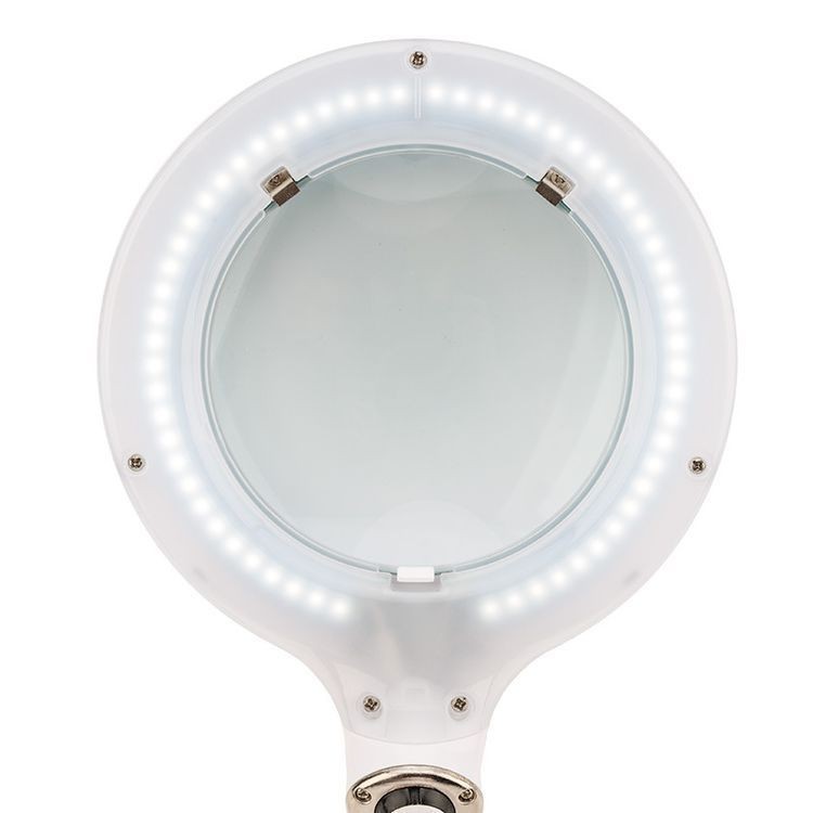 Лупа настольная 3D с подсветкой 60 LED, сенсорная регулировка яркости, VISAGISTE, белая, REXANT — картинка 3