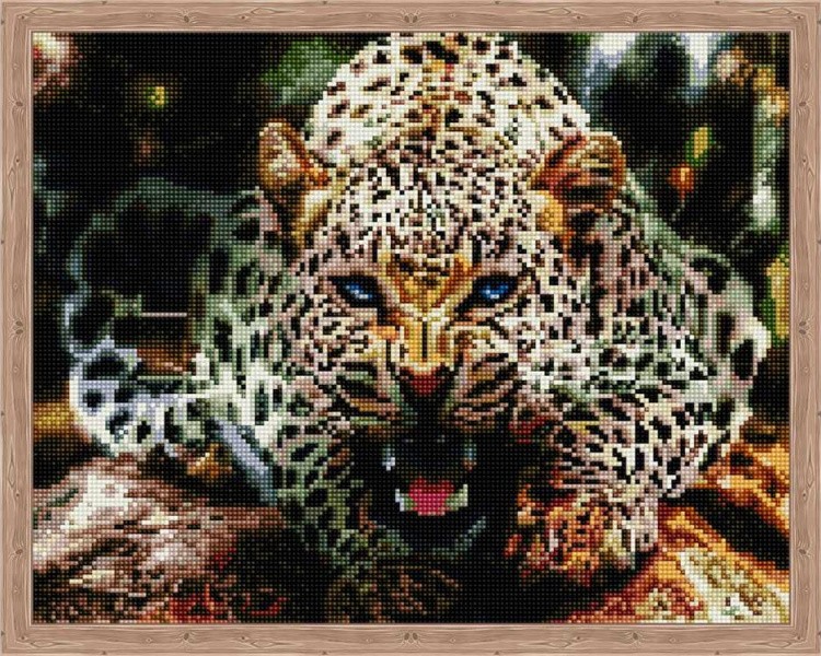 Алмазная вышивка «Рычащий леопард»