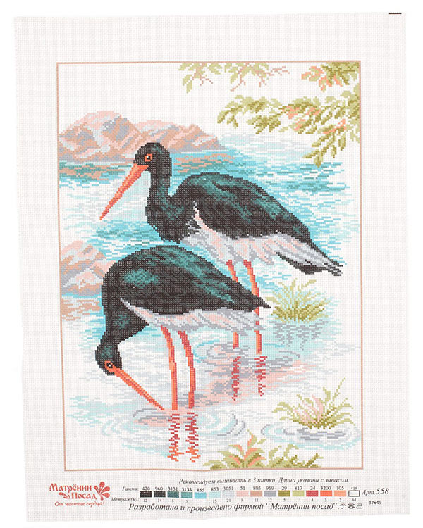 Рисунок на ткани «Черные аисты» — картинка 2