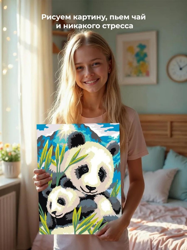 Картина по номерам «Семейство панд» — картинка 6