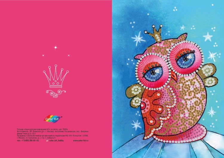 Алмазная мозаика - тетрадь «Совушка» — картинка 3