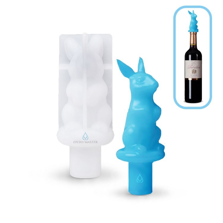 Силиконовый молд - Пробка для бутылки заяц, 8,5x3,6см 1 шт.
