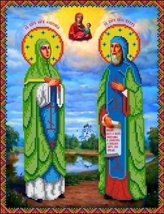 Рисунок на ткани «Святые Петр и Феврония»