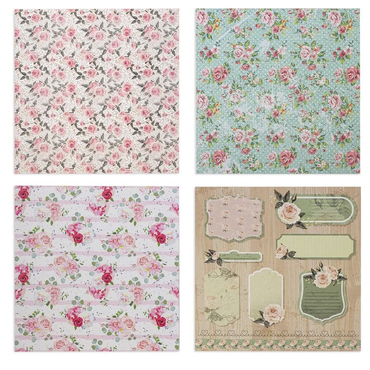 Бумага для скрапбукинга 30х30 см «Шебби-шик», 12 дизайнов — картинка 6
