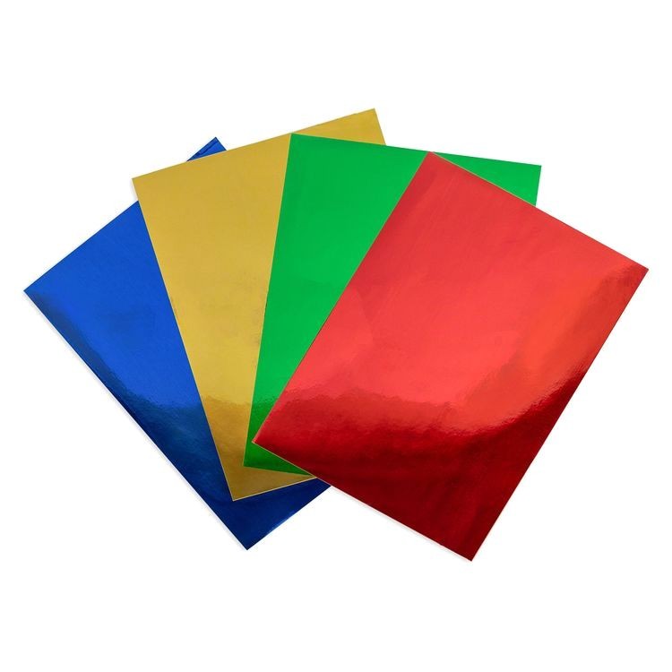 Набор самоклеящейся металлизированной бумаги, А4, 4 л.,  4 цв., Лео — картинка 2