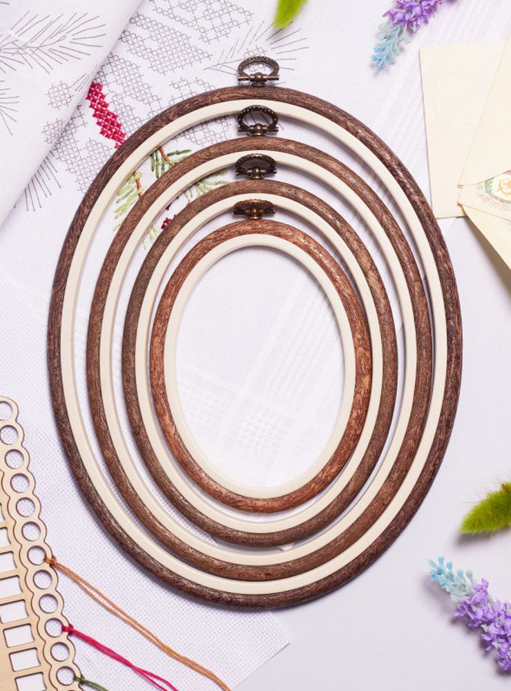 Пяльцы-рамка каучуковые овальные, диаметр 15,5х19 см, h=10 — картинка 2