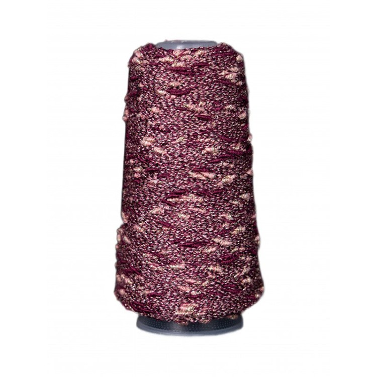 Пряжа бобинная OnlyWe Узелковый люрекс (шишибрики) (Y53), бордовый с розовым и золотым люрексом, 1 шт., 50 г