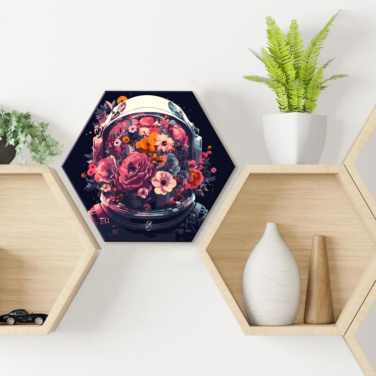 Картина по номерам чёрный холст с кристаллами из хрусталя Гексагон «Цветущая вселенная» — картинка 2