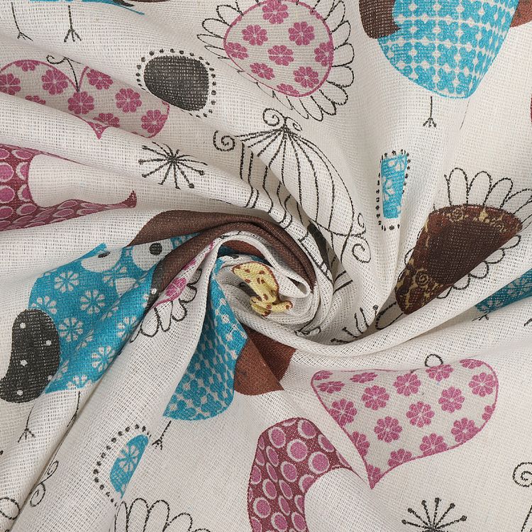 Ткань лен, 140 г/м², 30% лен, 70% хлопок, 3 м, ширина 150 см, цвет: белый, принт, TBY — картинка 2