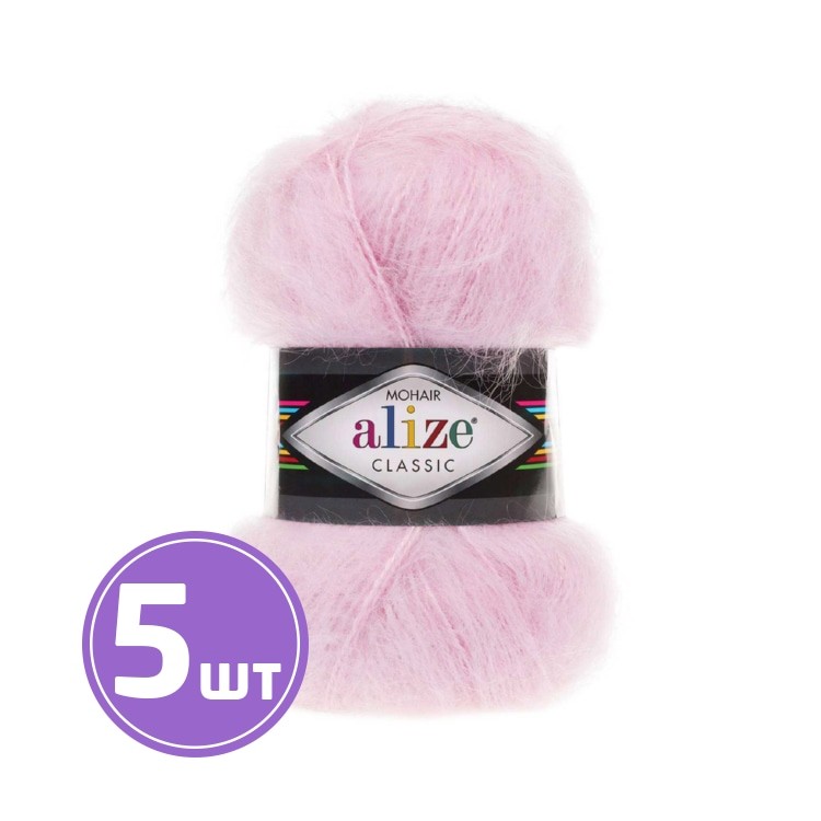 Пряжа ALIZE Mohair classik new (275), светло-розовый, 5 шт. по 100 г