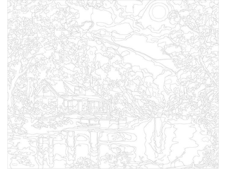 Картина по номерам «Ночной домик у озера» — картинка 3