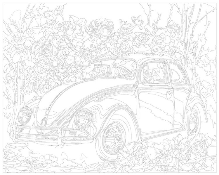 Картина по номерам «Машины: Розовый Фольксваген Жук в цветах 2» — картинка 3
