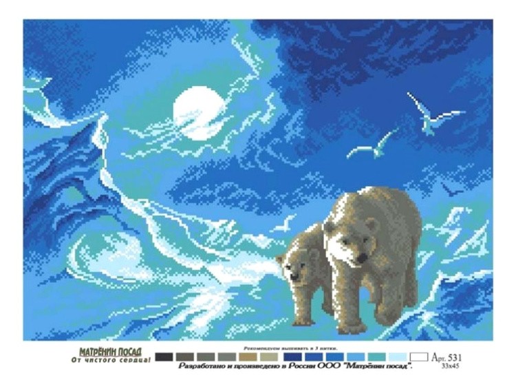 Рисунок на ткани «Мишки на севере» — картинка 2