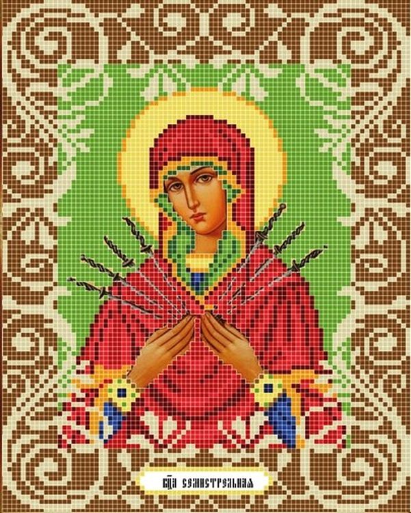Рисунок на ткани «Богородица Семистрельная»