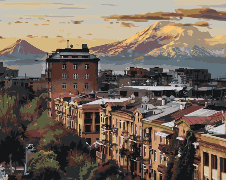 Картина по номерам «Армения: улицы Еревана, вид на гору Арарат»