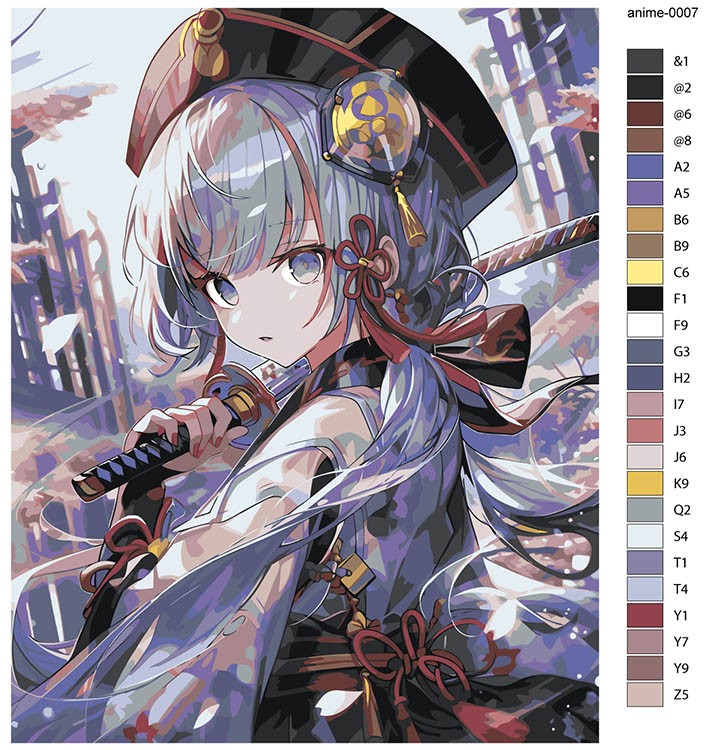 Картина по номерам «Аниме: Фэнтези девушка с катаной» — картинка 2