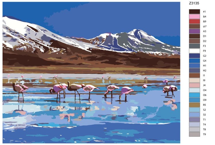 Картина по номерам «Фламинго на озере» — картинка 2