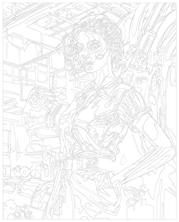 Картина по номерам «Портрет девушки на заводе» — картинка 3