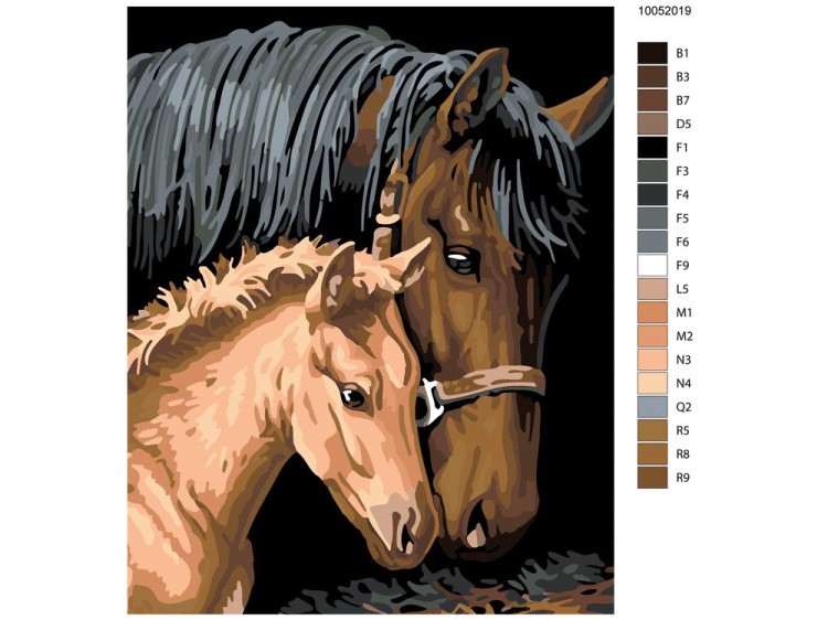 Картина по номерам «Лошадь с жеребёнком» — картинка 2