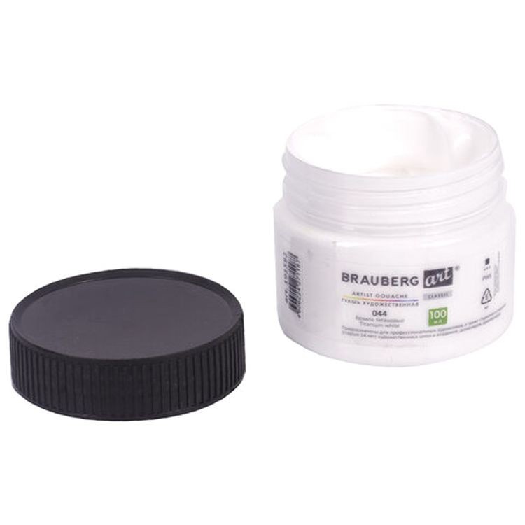 Гуашь художественная Brauberg ART CLASSIC,,баночка 100 мл, белила титановые — картинка 3
