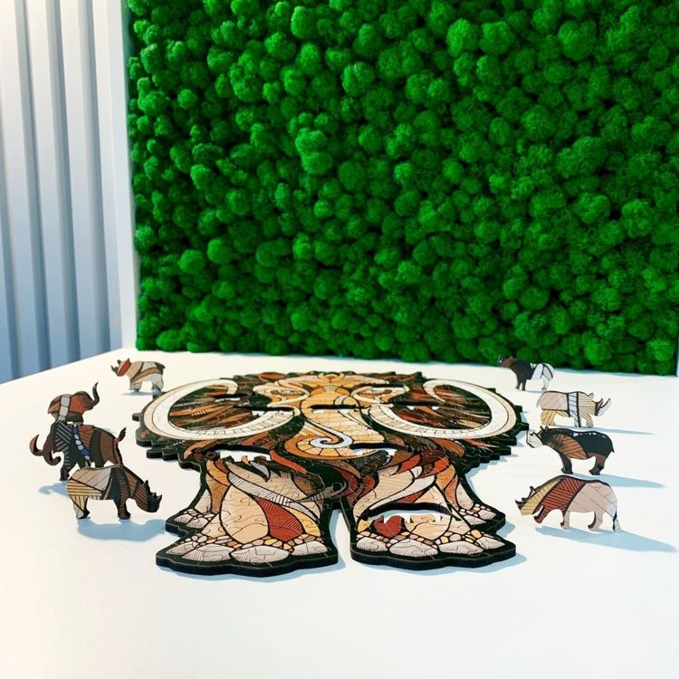 Деревянный, фигурный пазл EWA «Мастодон Мамонт L», 40x54 см — картинка 3