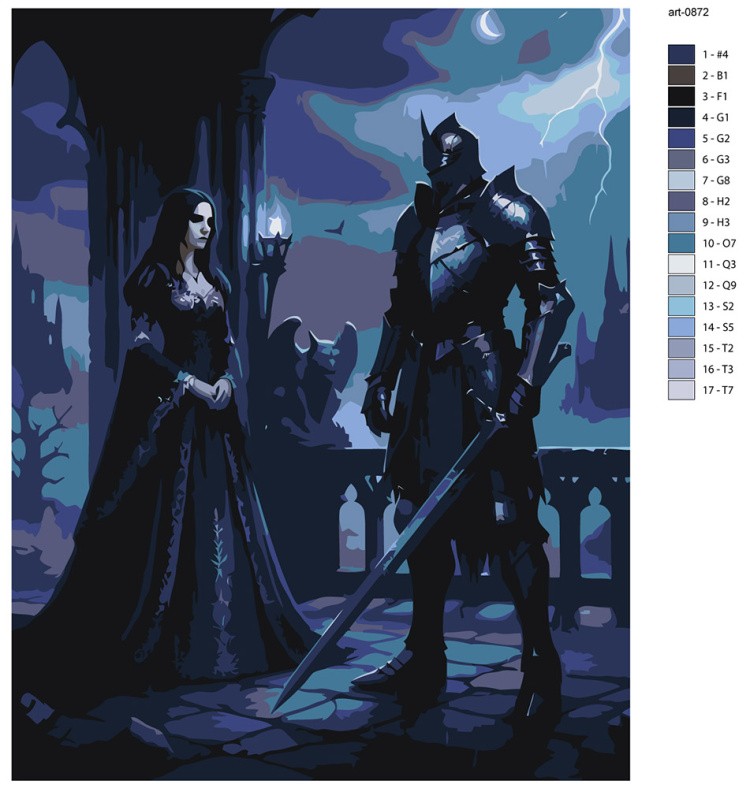 Картина по номерам Рыцарь и девушка принцесса Готика — картинка 2