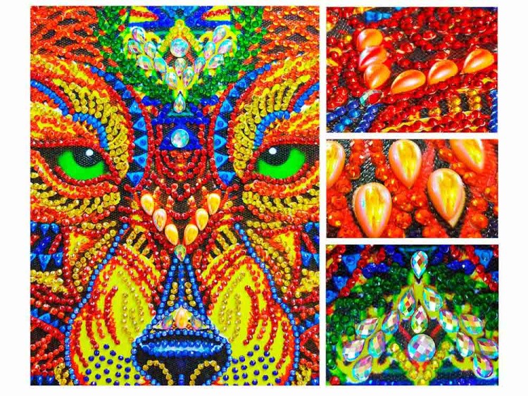 Алмазная вышивка 5D «Зеленоглазый волк» — картинка 2