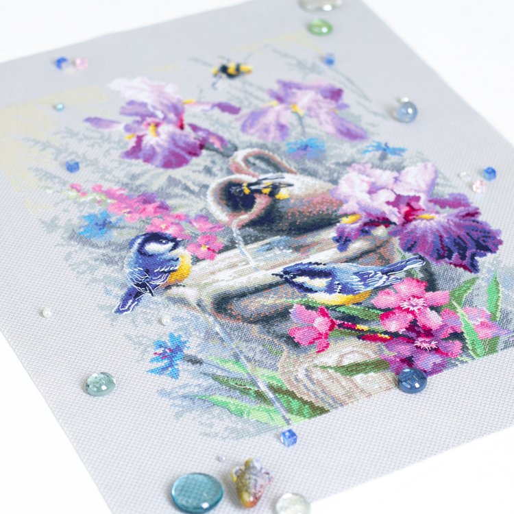 Набор для вышивания «Синицы у фонтана» — картинка 2