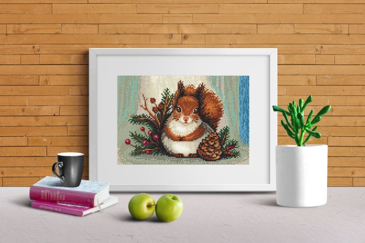 Алмазная вышивка «Пушистая белка» — картинка 3