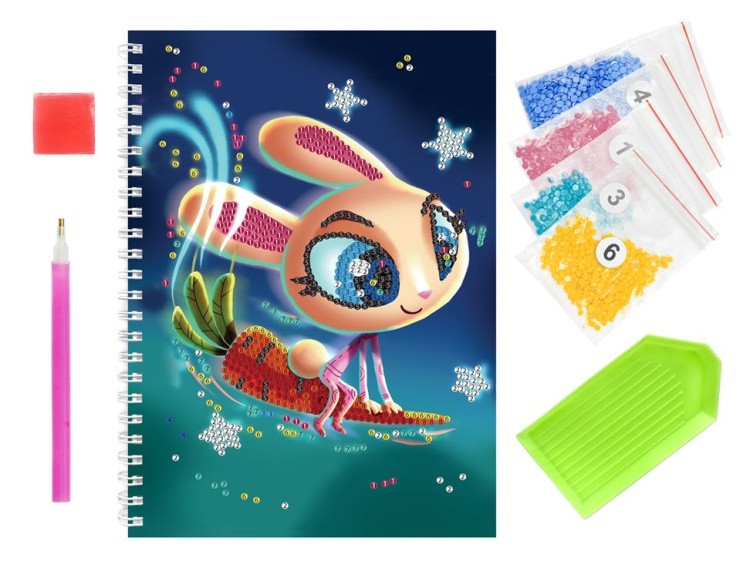 Алмазная мозаика - тетрадь «Кролик-космонавт» — картинка 6