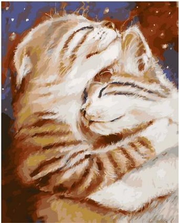 Картина по номерам по дереву «Мурчу тобою / Два кота»