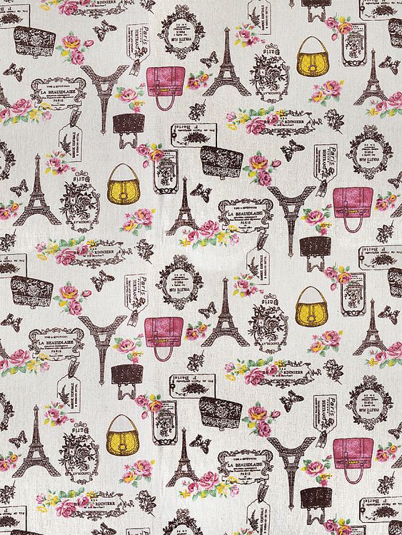 Ткань льняная, 1 м x 150 см, 140 г/м², цвет: белый, принт, TBY — картинка 3