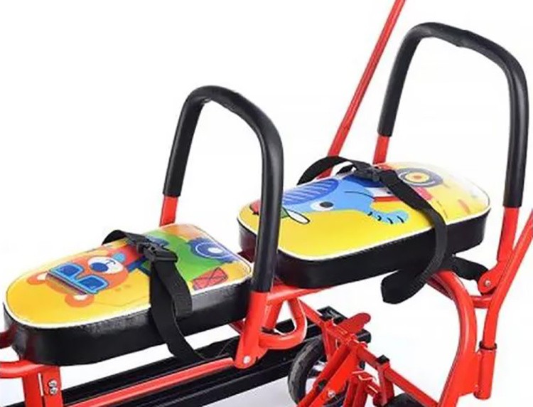 Снегокат детский 507 TWINS BABY Wheel со спинкой для двоих — картинка 5