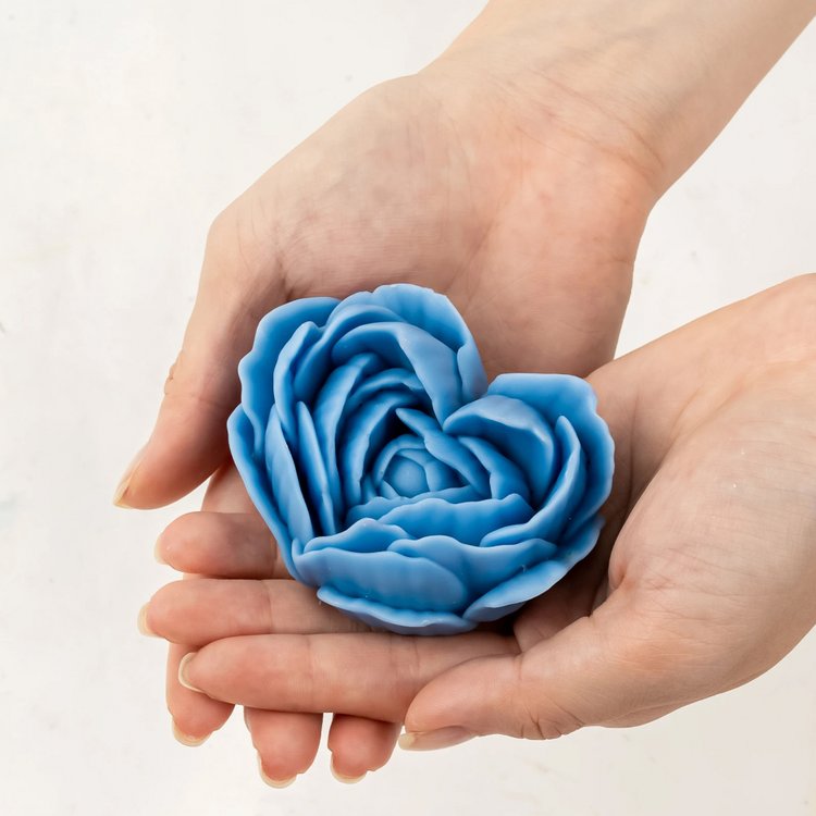 Силиконовый молд - Свеча-сердце роза, 7,5x6см, 1 шт. — картинка 2