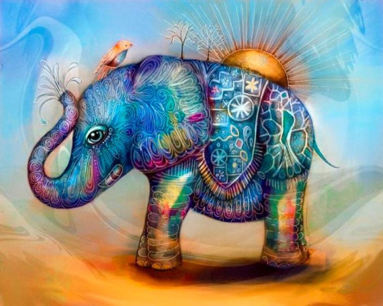Картина по номерам «Слон в абстракции»