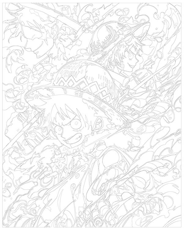 Картина по номерам «Аниме: Герои в шляпах - огонь и вода» — картинка 3