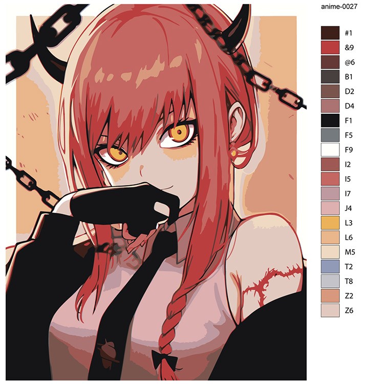 Картина по номерам «Аниме: Девушка с рогами в костюме» — картинка 2