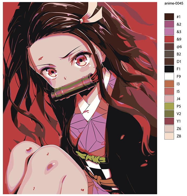 Картина по номерам «Аниме: Связанная девушка в розовом кимоно» — картинка 2