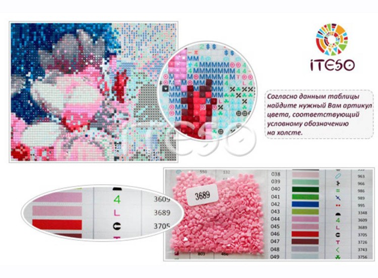 Алмазная вышивка «Букет пионов» — картинка 5