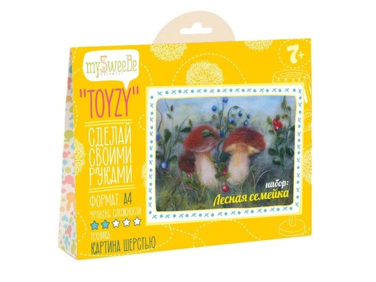 Картина шерстью «Лесная семейка» — картинка 2