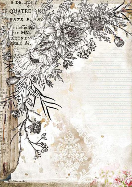 Бумага рисовая «Stylized flower/Стилизованные цветы», 21x29,7 см, Stamperia