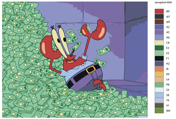 Картина по номерам «Губка Спанч Боб: Мистер Крабс и деньги» — картинка 2