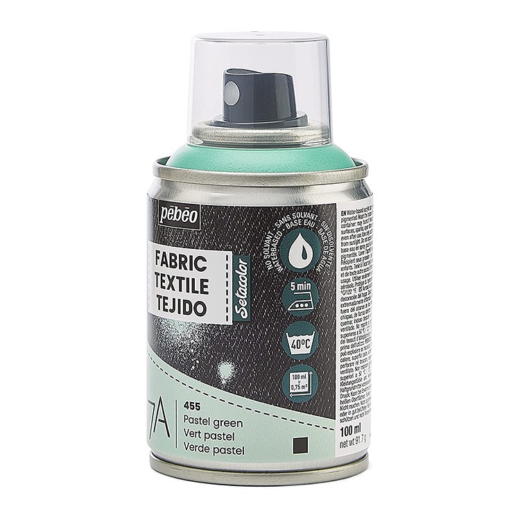 Краска для текстиля 7А Spray (аэрозоль), цвет: пастельный зеленый, 100 мл, Pebeo — картинка 3